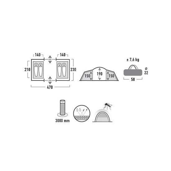 Намет High Peak Como 4 (Dark Grey /Red) 