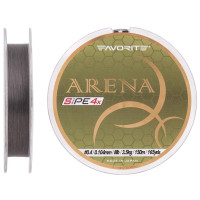 Шнур Favorite Arena PE 4x 150m #0.4/0.104mm 8lb/3.5kg, сірий, сріблястий