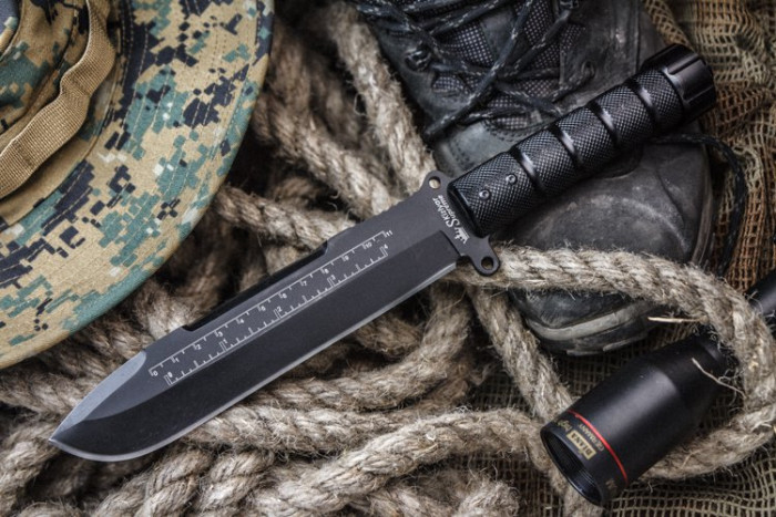 Ніж Kizlyar Supreme Survivalist X, сталь AUS8, Black Titanium 