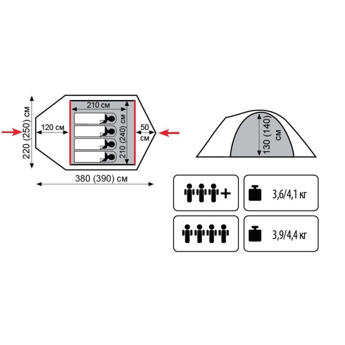 Намет Tramp Lite Camp 4 TLT-022, оливковий 