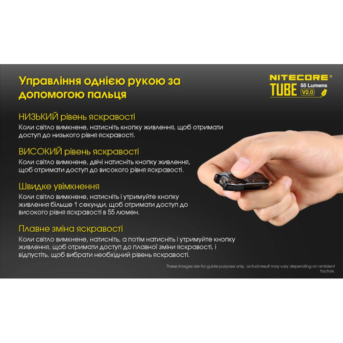 Ліхтар наключний Nitecore TUBE v2.0 (1 LED, 55 люмен, 2 режими, USB-C), оливковий 