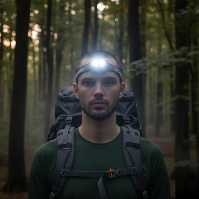 Ліхтар налобний Mactronic Vaya (480 Lm) Cool/Warm White/Red LED Recharg Type-C (AHL0091) 