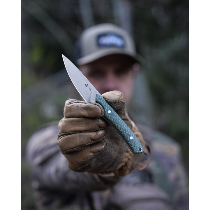 Ніж фіксований кишеньковий Civivi High Grass Field Knife (7,4 см) 14C28N / Micarta зелений з чохлом