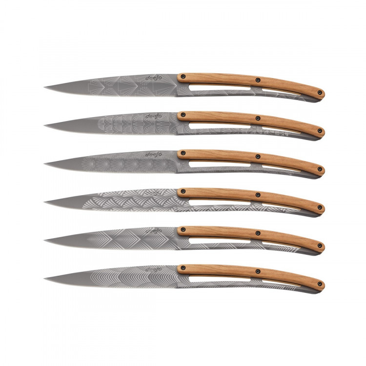 Набір ножів 6 Deejo Steak Knives, titan finish "Art Deco" 