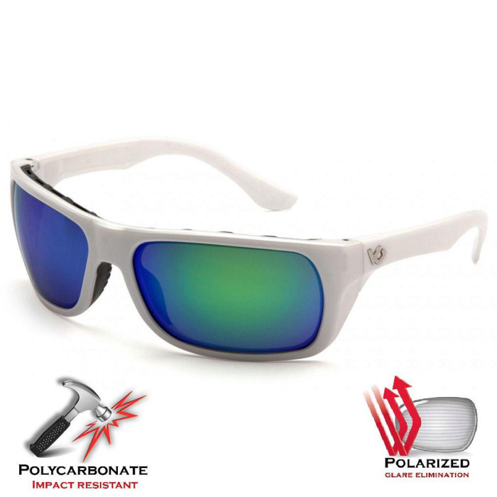 Окуляри Venture Gear Vallejo White Polarized (green mirror) дзеркальні синьо-зелені 