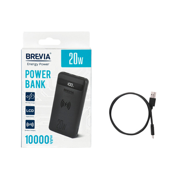 Повербанк (Power Bank) Brevia 10000mAh 20W Wireless Qi10W Li-Pol, LCD 