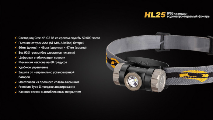 Фонарь Fenix HL25 XP-G2 (R5), серый