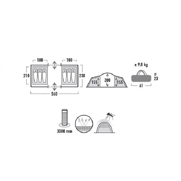 Палатка High Peak Como 6 (Dark Grey/Red)  