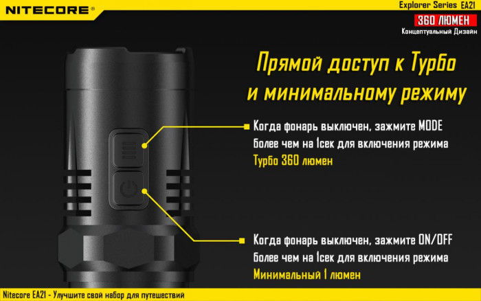 Карманный фонарь Nitecore EA21, 360 люмен  