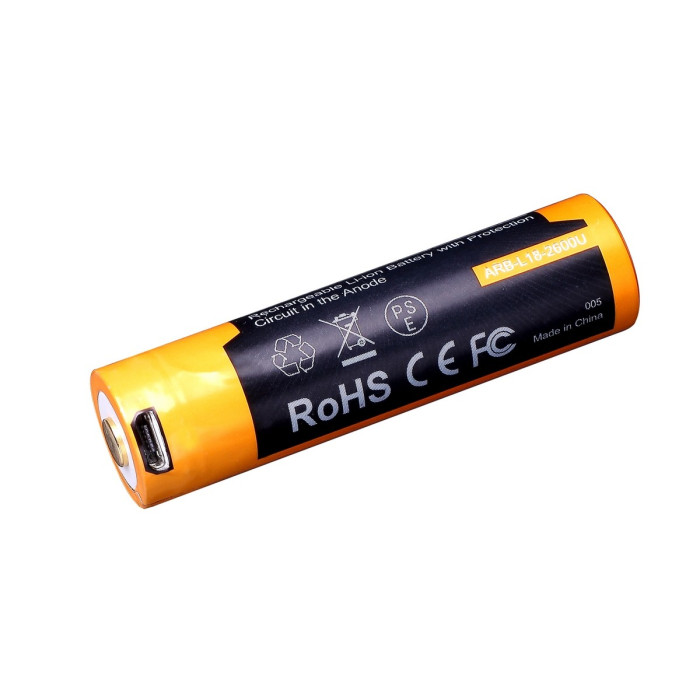 Аккумулятор 18650 Fenix (2600 mAh) micro usb зарядка  