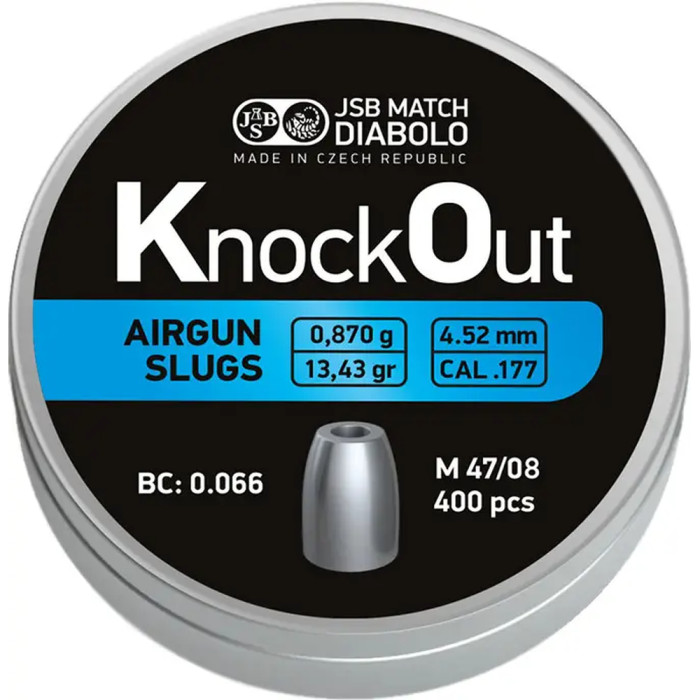 Пули пневматические JSB Diabolo KnockOut Slugs 4,52 мм , 0,870 г, 400 шт/уп  