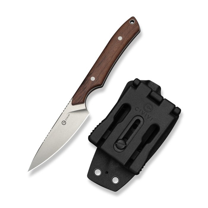 Нож фиксированный карманный Civivi High Grass Field Knife (7,4 см) 14C28N / Wood дерево с чехлом  