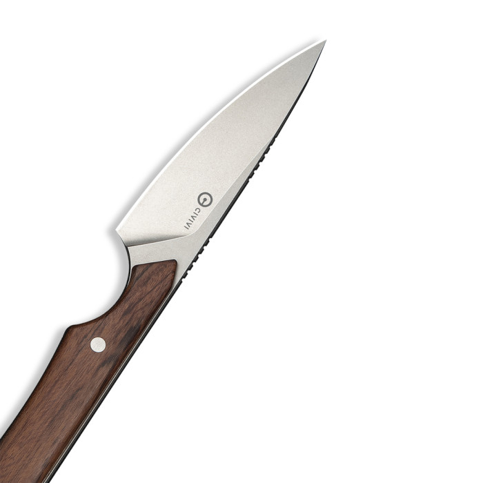 Нож фиксированный карманный Civivi High Grass Field Knife (7,4 см) 14C28N / Wood дерево с чехлом  