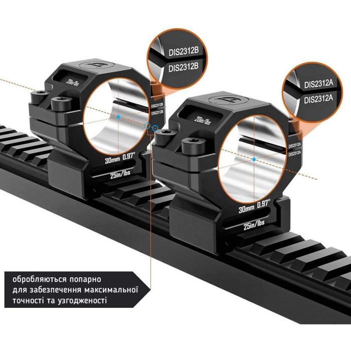 Кольца Discovery 6061 For Picatinny 30mm 0.97in DGPR2-30-0.97-61 (M240603)  