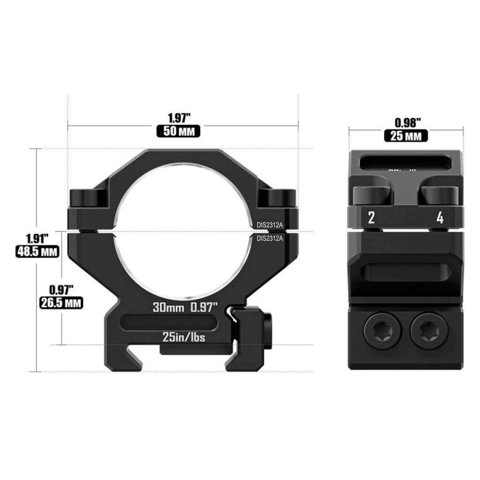 Кольца Discovery 6061 For Picatinny 30mm 0.97in DGPR2-30-0.97-61 (M240603)  