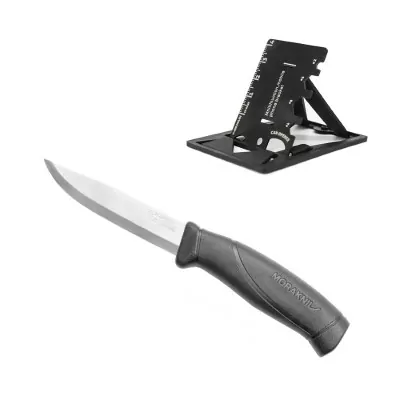 Нож Morakniv Companion Black, нерж. сталь + Multitool Fonarik 2020 акционный