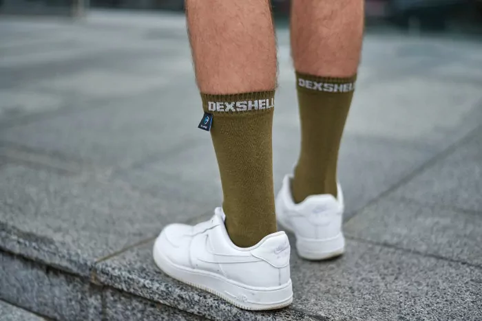Водонепроницаемые носки DexShell Ultra Thin Crew, хаки/серый M (39-42)  