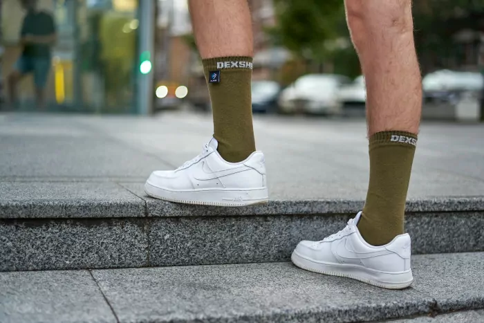 Водонепроницаемые носки DexShell Ultra Thin Crew, хаки/серый M (39-42)  
