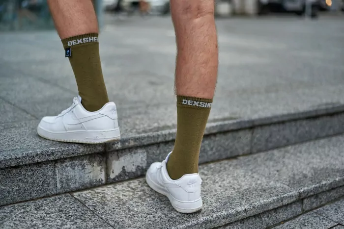 Водонепроницаемые носки DexShell Ultra Thin Crew, хаки/серый M (39-42)  