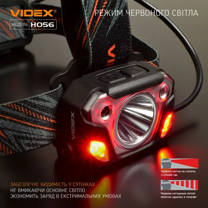 Налобный светодиодный фонарик VIDEX VLF-H056 1400Lm 6500K  