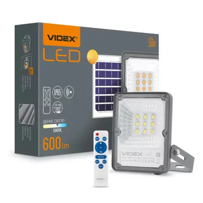 Прожектор автономный VIDEX 10W 5000K 6V Сенсорный (VL-FSO-205-S)