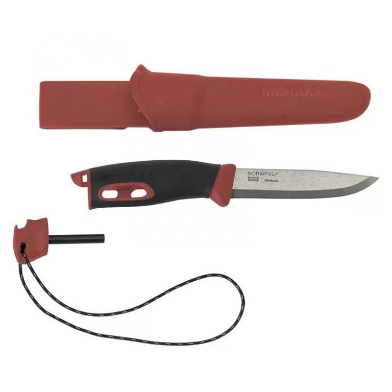 Ніж туристичний Morakniv Companion Spark Red 13571, нержавіюча сталь, кресало, червоний