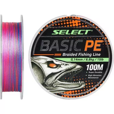 Шнур Select Basic PE 100m 0.08mm 8lb/4kg, разноцветный