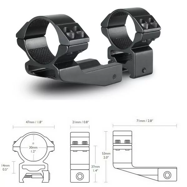 Кольца Hawke Reach Forward 30mm/Weaver/High extension 2"  