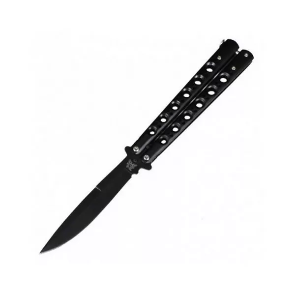 Нож бабочка Benchmade с лезвием лепесток, черный реплика  