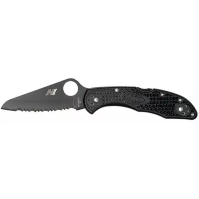 Нож Spyderco Salt 2 Black Blade, серрейтор, H-1, FRN black