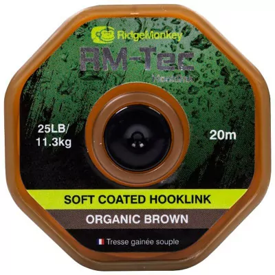 Поводковый материал RidgeMonkey RM-Tec Soft Coated Hooklink Organic Brown 35lb 20м  