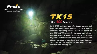 Тактический фонарь Fenix TK15 , серый, XP-G2 R5 LED, 450 люмен  