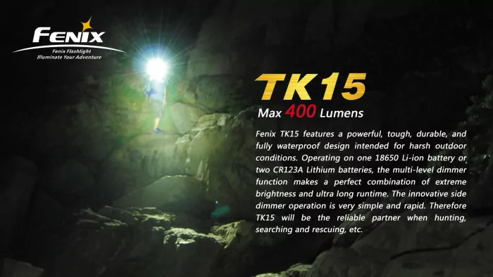Тактический фонарь Fenix TK15 , серый, XP-G2 R5 LED, 450 люмен  