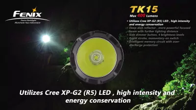 Тактический фонарь Fenix TK15 , серый, XP-G2 R5 LED, 450 люмен  
