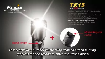 Тактический фонарь Fenix TK15 , серый, XP-G2 R5 LED, 450 люмен  