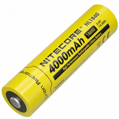 Аккумулятор литиевый Li-Ion 18650 Nitecore NL1840 3.6V (4000mAh), защищенный