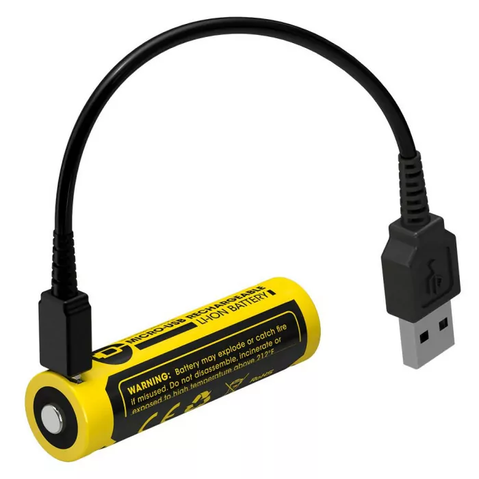 Аккумулятор литиевый Li-Ion 14500 Nitecore NL1475R 3.6V 750mAh, USB, защищенный  