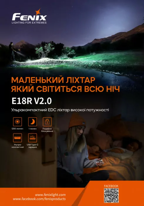 Фонарь ручной Fenix E18R V2.0 (возобновлен/ ремонт соединения платы/ открытая упаковка)  