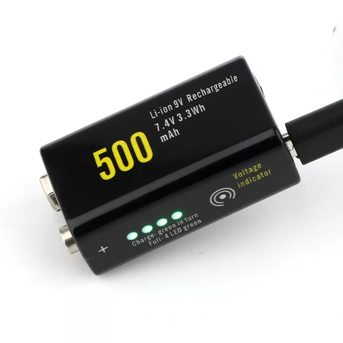Аккумулятор Soshine USBLi-7.4V-500, 6F22 (крона), microUSB, 7.4V, 500mAh, Li-Po  