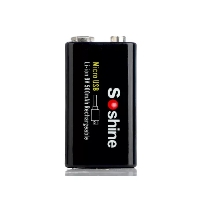 Аккумулятор Soshine USBLi-7.4V-500, 6F22 (крона), microUSB, 7.4V, 500mAh, Li-Po  