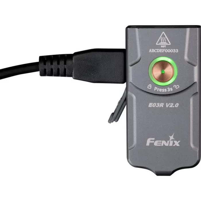 Фонарь наключный Fenix E03R V2.0, серый  