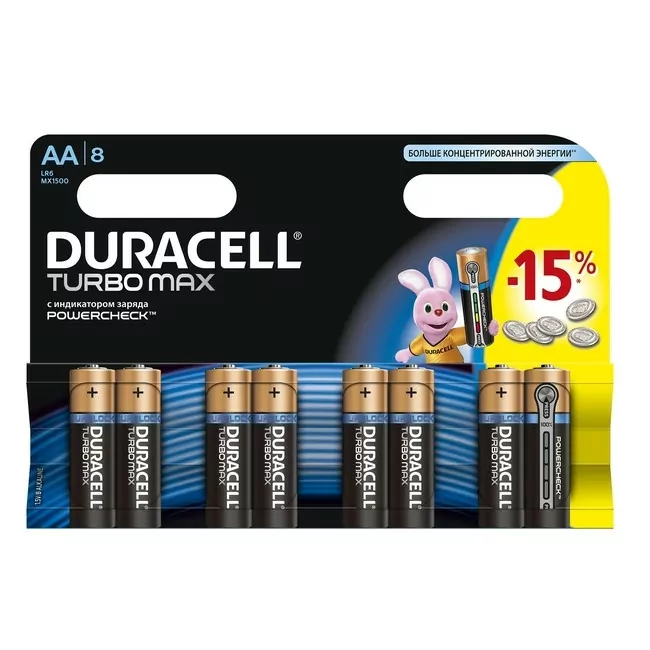 Батарейка AA Duracell LR06 MN1500 KPD 08*20 Turbo 8 шт.  