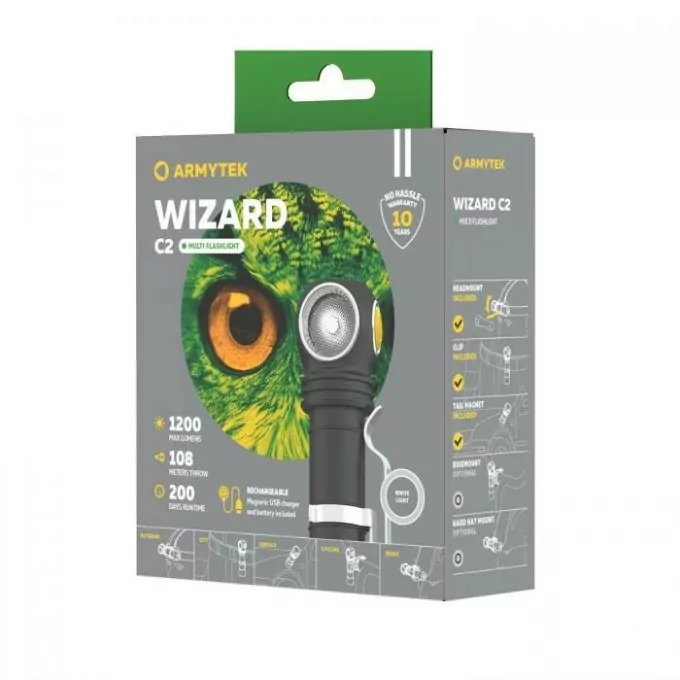 Мультифонарь Armytek Wizard C2 v4 Magnet USB+18650 LH351D Warm (F08901W)  
