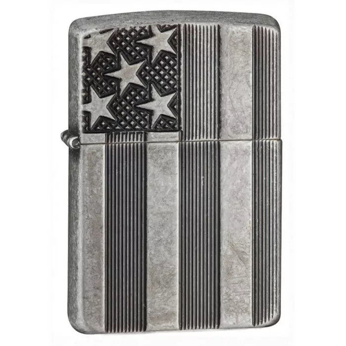 Зажигалка Zippo 28973 U.S. Flag Armor Antq Slvr Plate 28974  