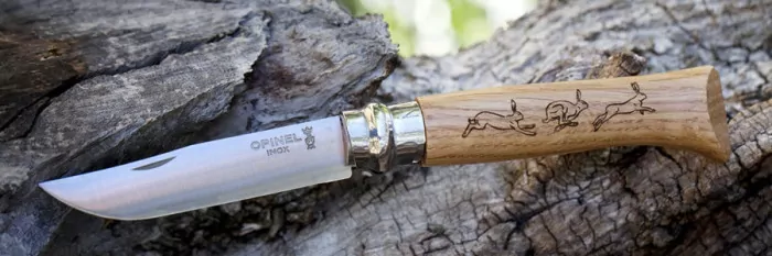 Нож Opinel №8 VRI Animalia, дуб (заяц)  