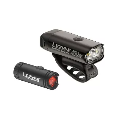 Комплект велофар Lezyne MICRO DRIVE 400XL / MICRO DRIVE REAR черный 450/30 люменов Y9