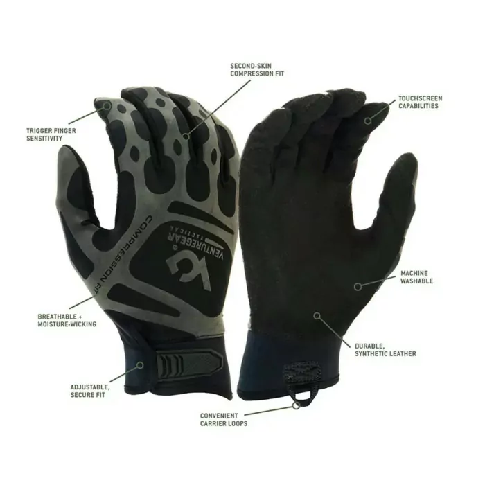 Тактические перчатки Venture Gear Tactical VGTG10 Compression Fit, черные, размер S (7)  