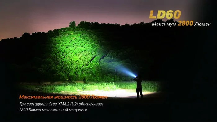 Карманный фонарь Fenix LD60 3xXM-L2, 2800 люмен  