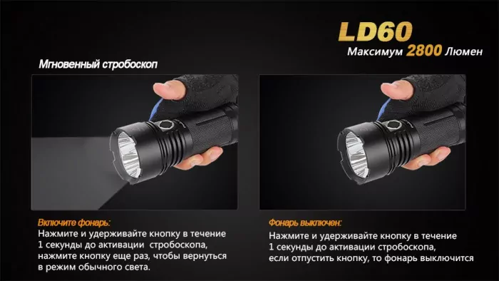Карманный фонарь Fenix LD60 3xXM-L2, 2800 люмен  