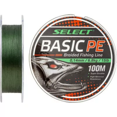 Шнур Select Basic PE 150m 0.16mm 18lb/8.3kg, темно-зеленый  